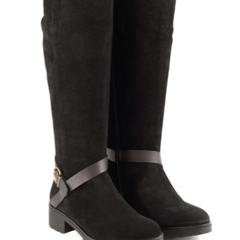 bota caña ancha serraje negra
