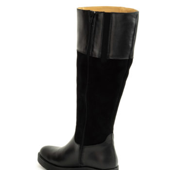botas caña ancha negras en piel y serraje