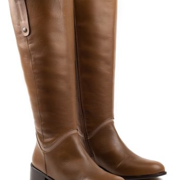 botas planas caña ancha marrones